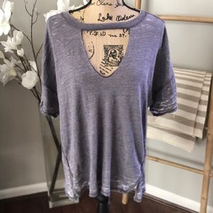 Free People Distressed oversized tee